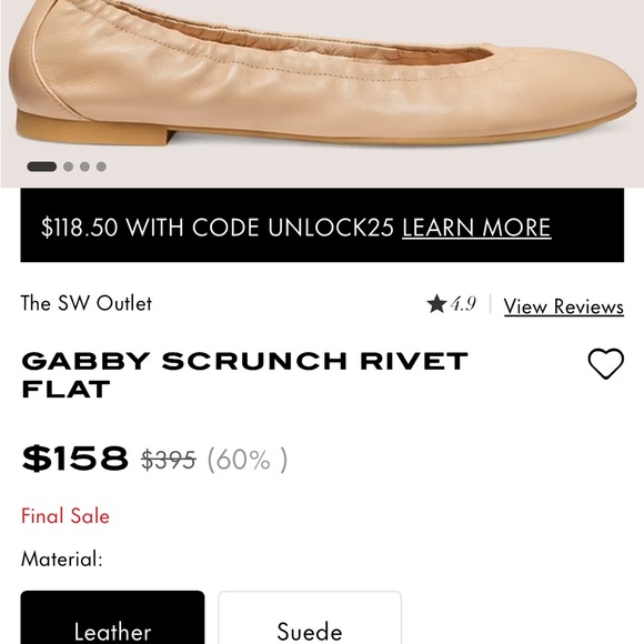 Stuart Weitzman Cream and Tan Flats - Picture 7 of 7